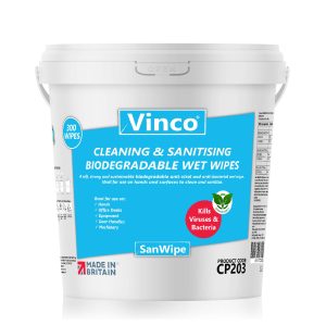 Vinco-ZeroWipe Cleaning and Sanitising Bio-Degradable Wet Wipe 300