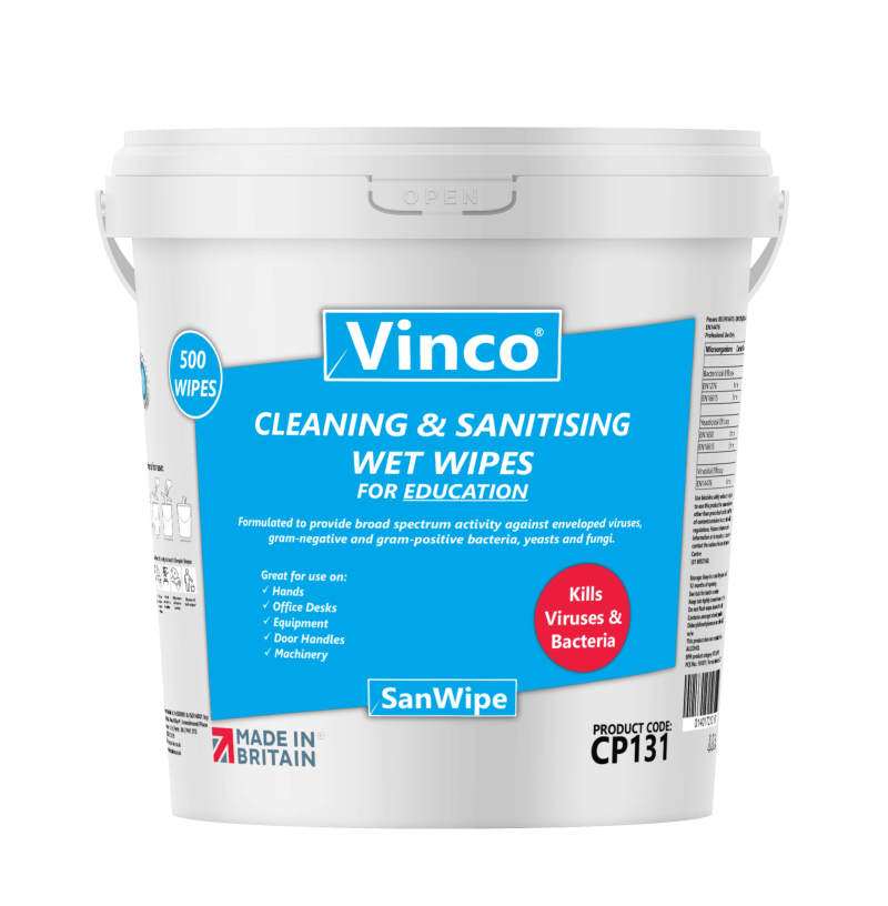 Vinco-SanWipe Cleaning & Sanitising Education Wipe 500 Wipes