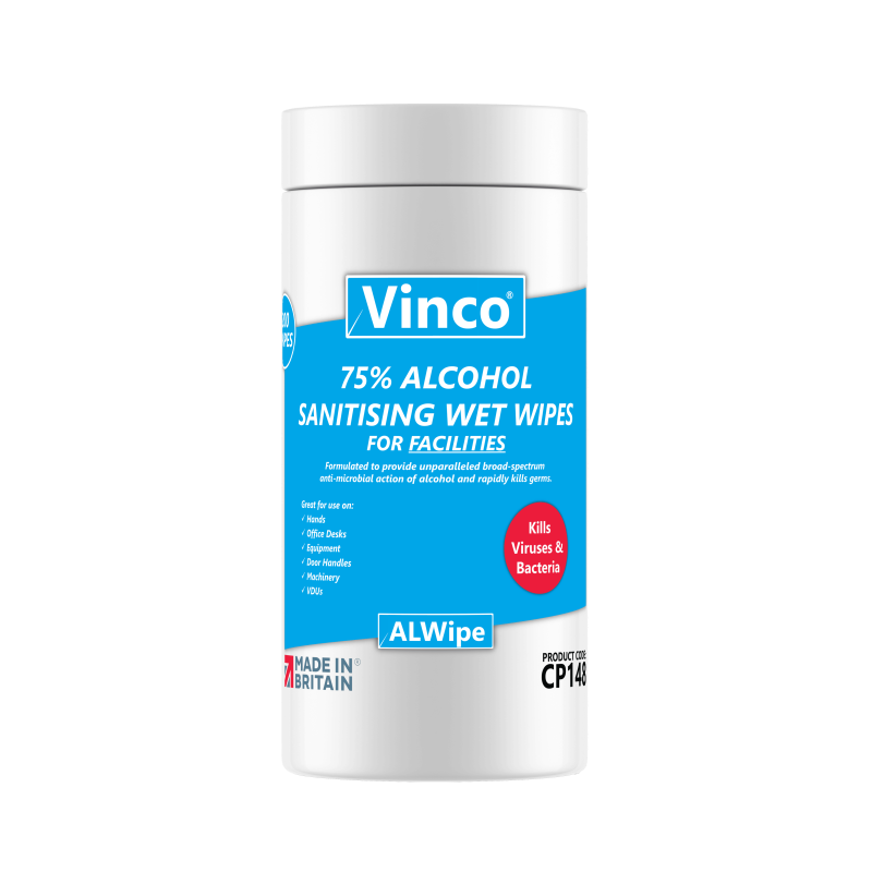 Vinco-ALWipe  Sanitising Alcohol Facilities Anti-Bac and Anti-Viral Wipe 200 Wipes