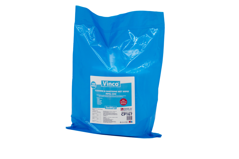 Vinco-ZeroWipe Refill Bags Cleaning & Sanitising Anti-Bac and Anti-Viral Wipe 1000 Wipes