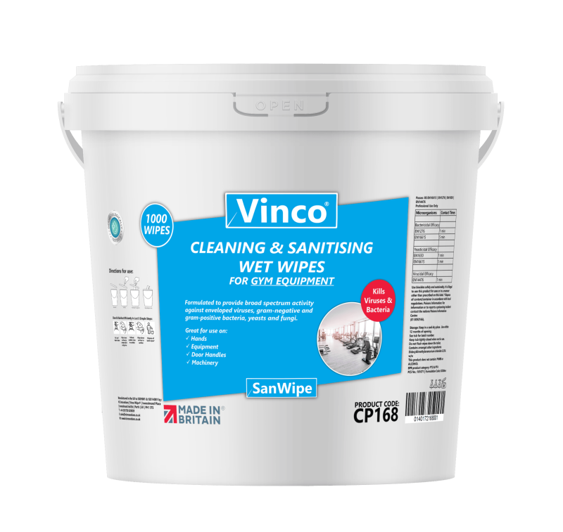 Vinco-GymWipe Cleaning & Sanitising Anti-Bac and Anti-Viral Wipe 1000 Wipes