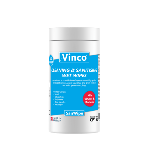 Vinco®-SanWipe Hands & Surfaces Cleaning and Sanitising 100 Tub Wet Wipes