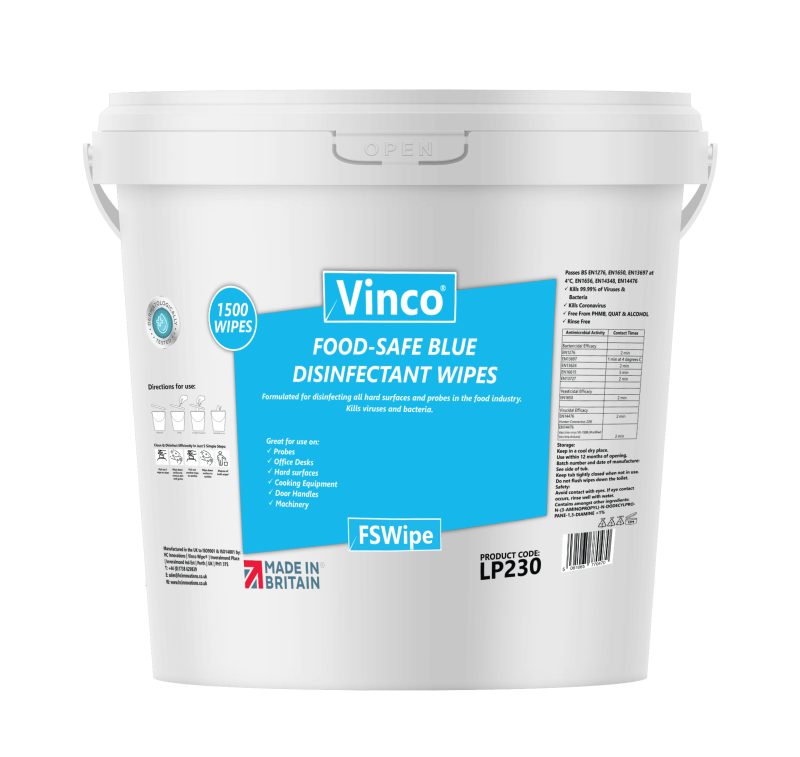 Vinco-FSWipe Food Processing Disinfectant Wet Wipe 1500 Wipes